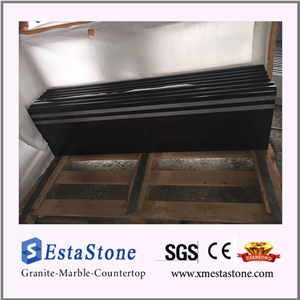 Chinese Absolute Black Granite Anti Slip Lines Stair Tiles