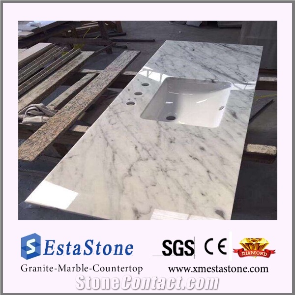 High Polshed Bianco Carrara White Countertops & Vanity Tops
