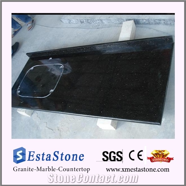 Polished Indian Black Galaxy Kitchen Countertop Island Top