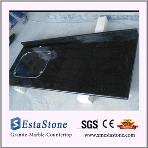 Polished Indian Black Galaxy Kitchen Countertop Island Top