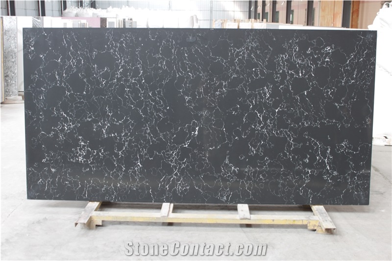 Polished Quartz White Vein Black Quartz Quartz Tiles&Slabs Flooring