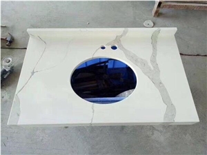 Prefab Calacatta White Quartz Bathroom Vanity Tops,Custom Vanity Tops