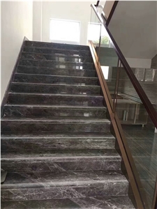 China Dark Silver Grey Marble Staircase