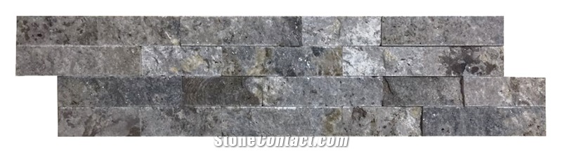 Ledger Panel Silver Travertine Split Face Mosaic