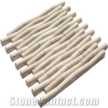 Light Travertine Bamboo Mosaic