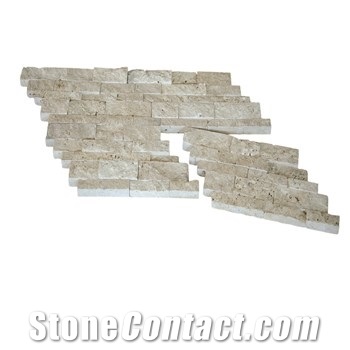 Panel Light Travertine Split Face Mosaic