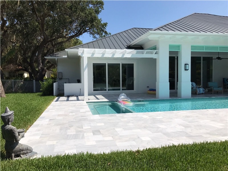 Ice White Marble Paver Tumbled 3cm