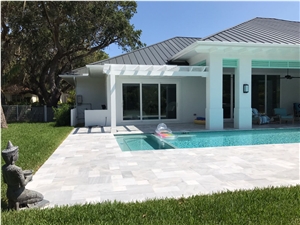 Ice White Marble Paver Tumbled 3cm
