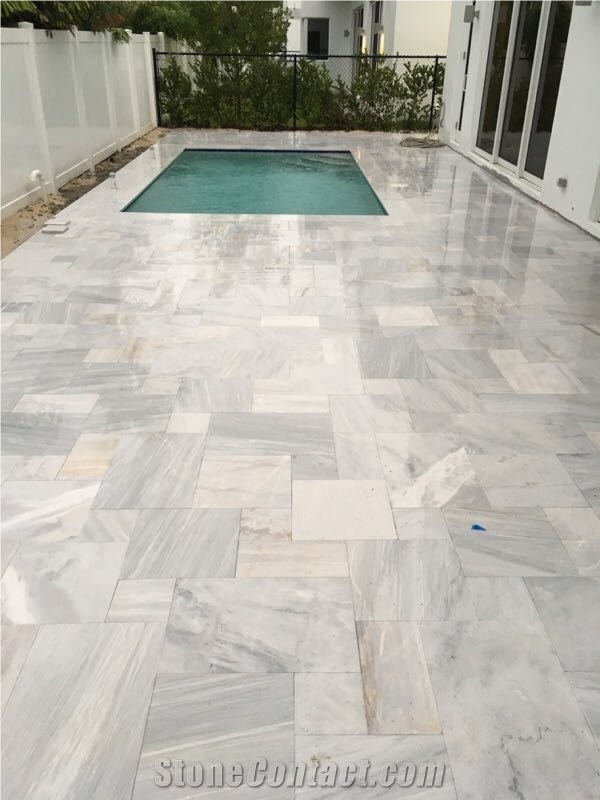 Ice White Marble Paver Tumbled 3cm