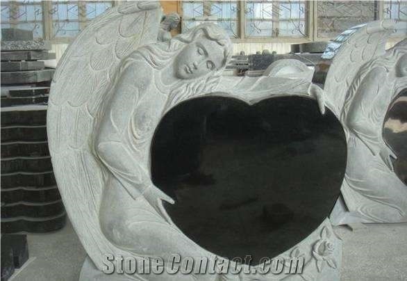 Angle Headstones, Heart Headstones, Black Granite Headstone