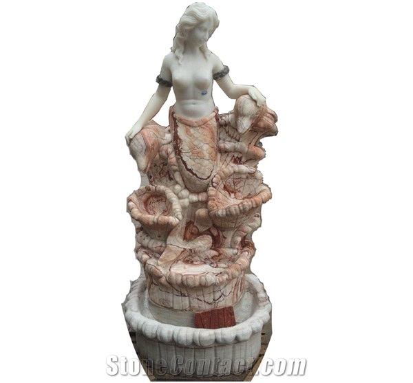 Hunan White Natural Marble Sculpture Water Fountain