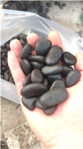 Polished With High Temperature Wax Black Pebble Stone