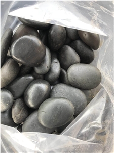 Polished With High Temperature Wax Black Pebble Stone