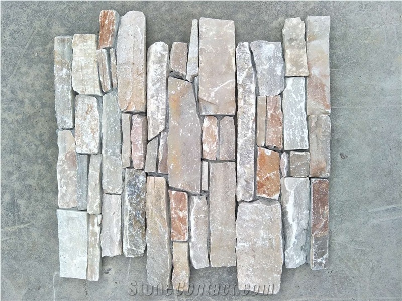 P014 Beige Slate Wall Cladding with Cement