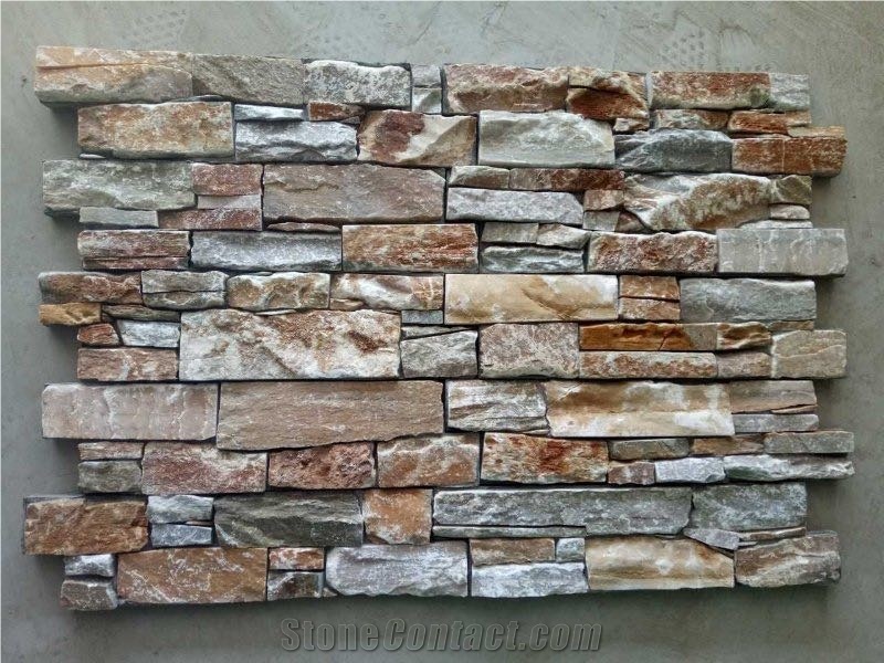 P014 Beige Slate Wall Cladding with Cement
