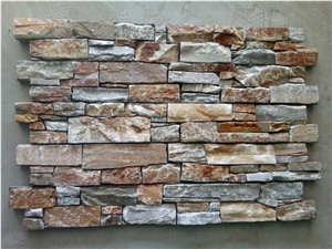 P014 Beige Slate Wall Cladding with Cement
