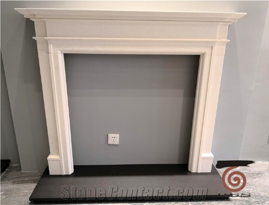Aegean Limestone White Fireplaces Mantel Hearth