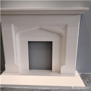 Aegean Limestone White Fireplaces Mantels Surround