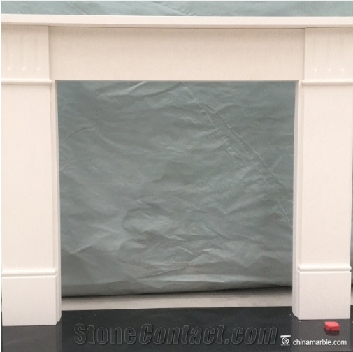 Aegean Limestone White Simple Style Fireplaces