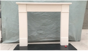 Aegean Limestone White Simple Style Fireplaces