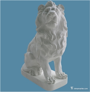 White Marble Lion Garden Sculpture Hand Carved