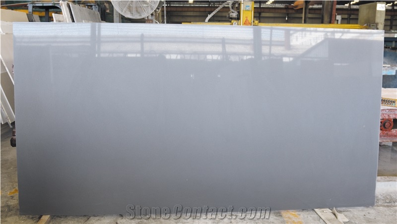 Pure Grey Quartz Stone Slabs, Grey Artificial Stone, Engineered Stone