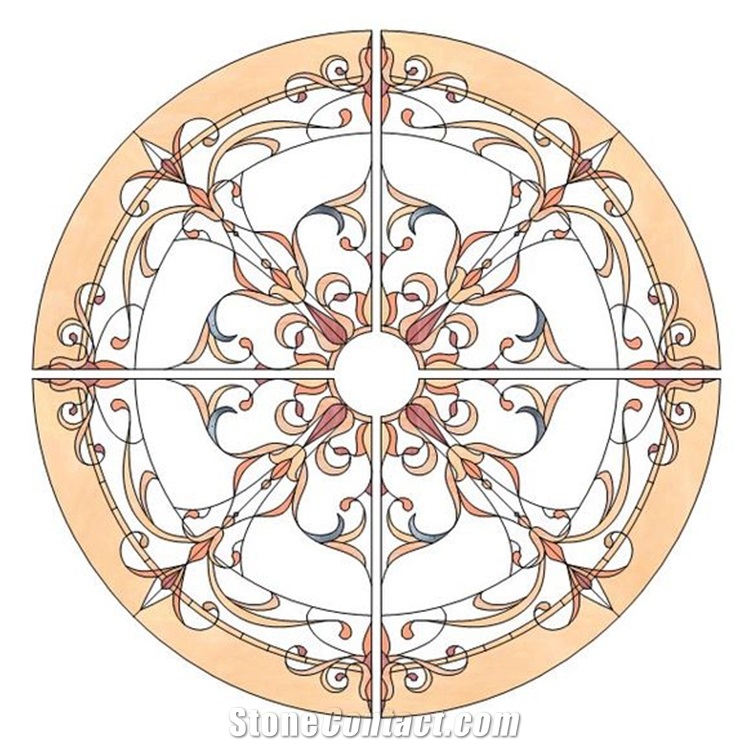 Custom Designed Round Marble Medallion Water Jet Tile