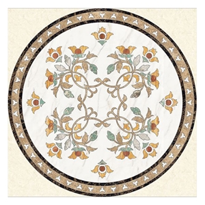 Custom Designed Round Marble Medallion Water Jet Tile