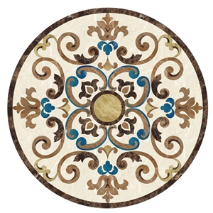 Custom Designed Round Marble Medallion Water Jet Tile