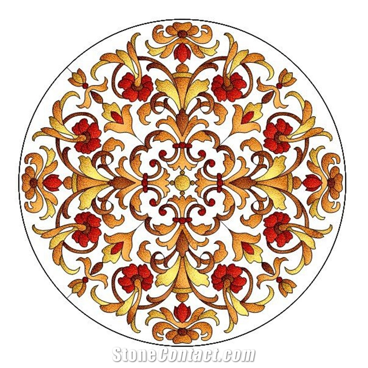 Custom Designed Round Marble Medallion Water Jet Tile