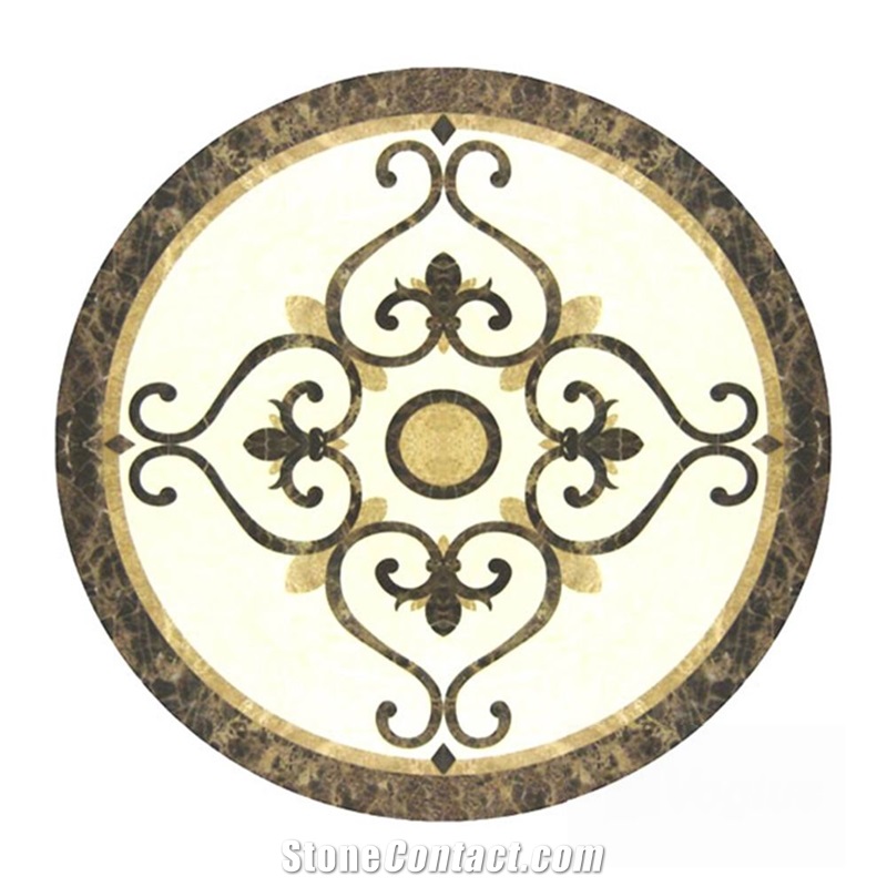 Custom Designed Round Marble Medallion Water Jet Tile