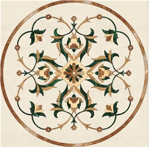 Custom Designed Round Marble Medallion Water Jet Tile