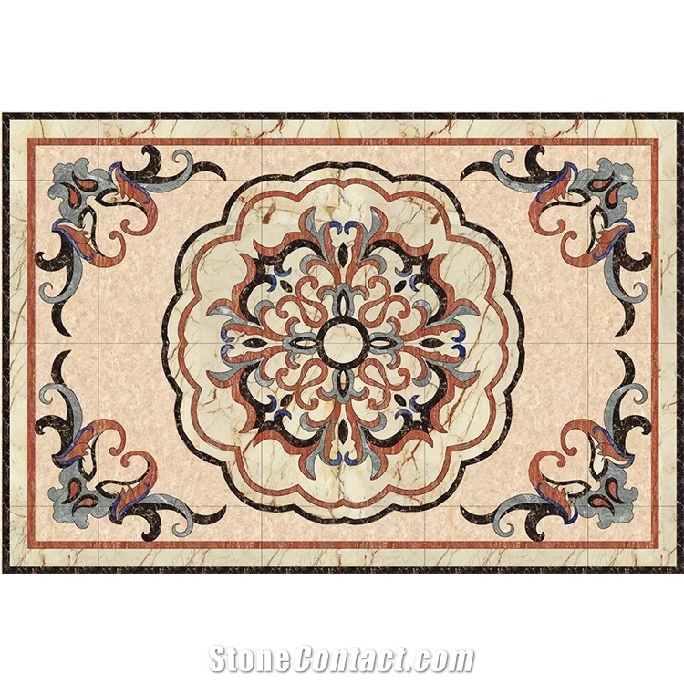 Custom Made Waterjet Mosaic Floor Pattern Medallion
