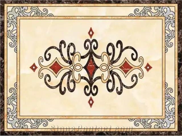 Custom Made Waterjet Mosaic Floor Pattern Medallion