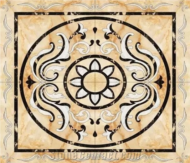 Custom Made Waterjet Mosaic Floor Pattern Medallion