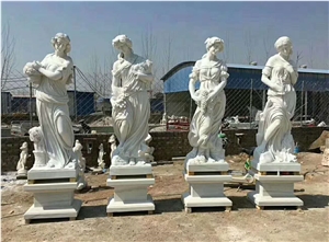 China Marble Human Sculptures Statues Four Season Girl Garden Carvings