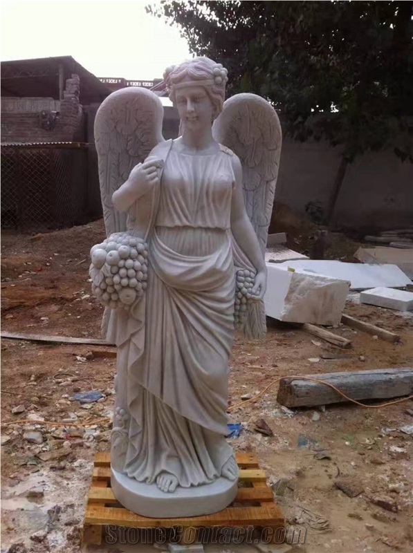 China Marble Sculptures Handmade Stone Carvings Angel Statues