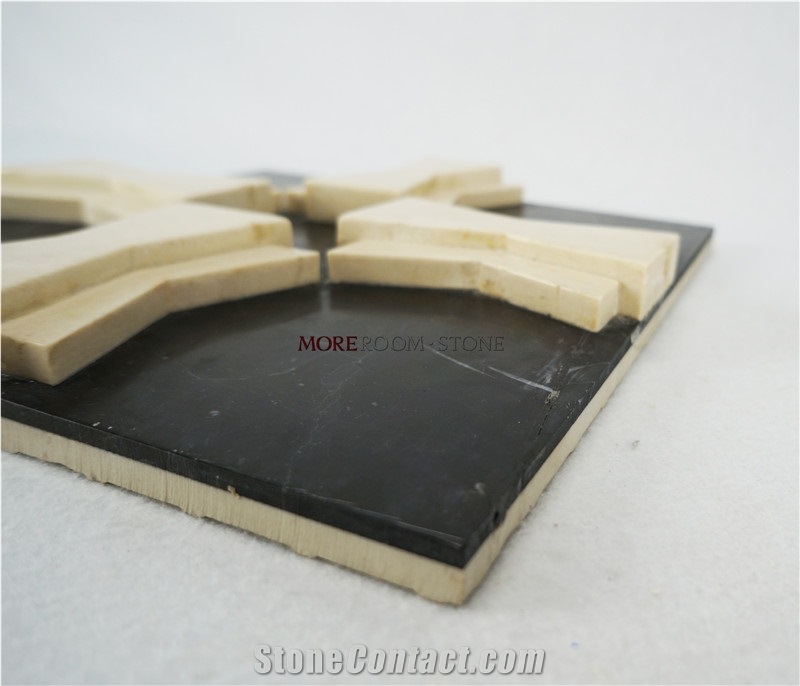 Black and Beige 3d Marble Wall Pattern Panel