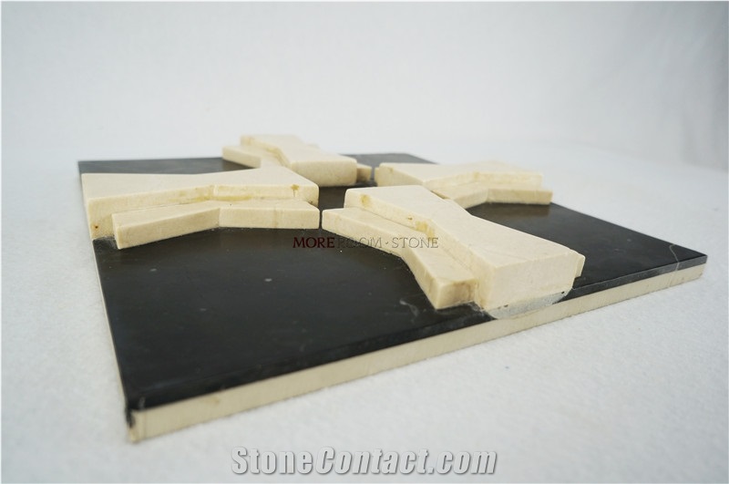 Black and Beige 3d Marble Wall Pattern Panel
