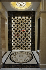 Hot Sale 3d Background Wall Design Waterjet Marble Tile