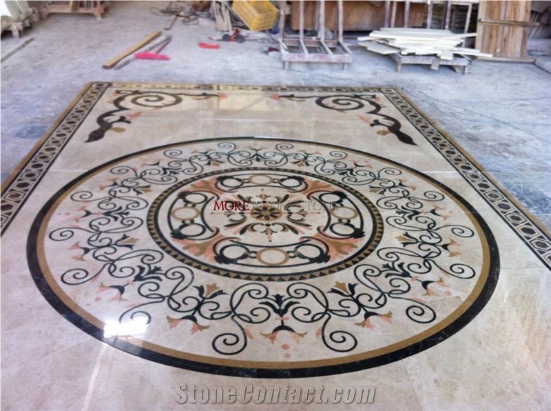 Lobby Flooring Design Water-Jet Marble Medallion
