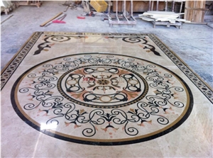 Lobby Flooring Design Water-Jet Marble Medallion