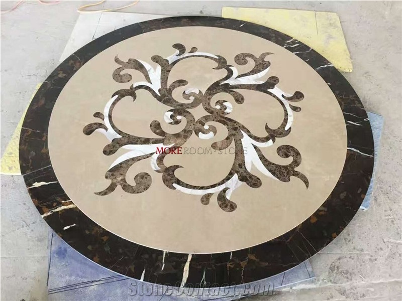 Lobby Flooring Design Water-Jet Marble Medallion
