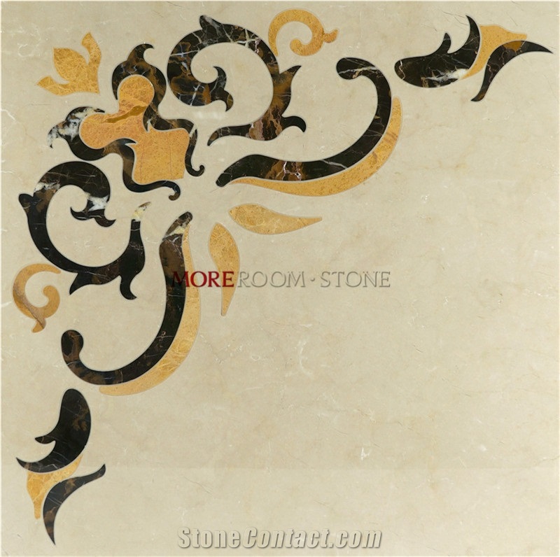 Shayan Cream Marble Elegant Design Waterjet Marble Floor Medallion