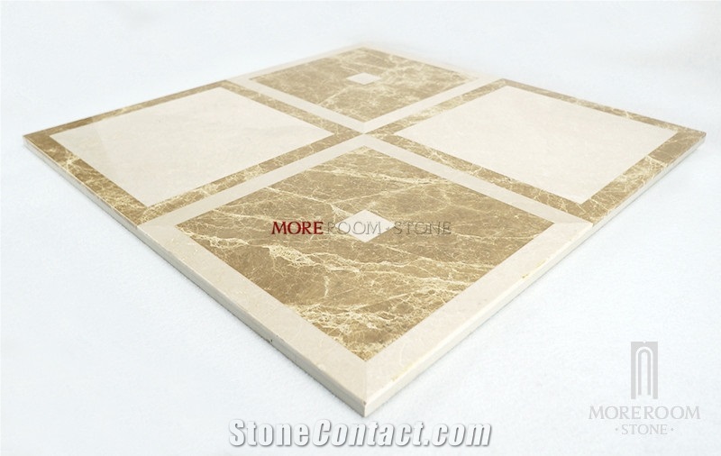 Thin Light Emerodor and Beige Square Marble Flooring Design