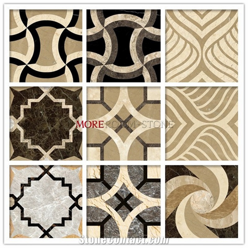 Thin Light Emerodor and Beige Square Marble Flooring Design