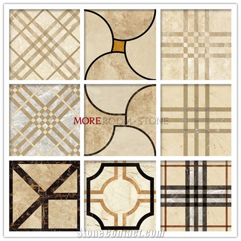 Thin Light Emerodor and Beige Square Marble Flooring Design