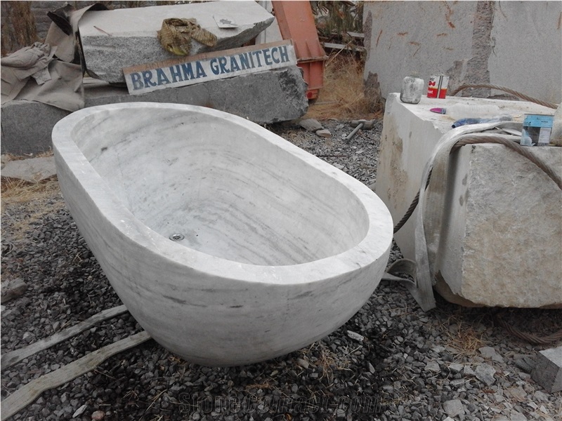 Marble Carved Solid Oval Bathtub