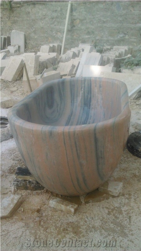 Marble Carved Solid Oval Bathtub