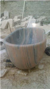 Marble Carved Solid Oval Bathtub